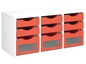 MÖBELSTÜCK MIT MELAMINBESCHICHTUNG H: 51 cm - L: 105 cm 9 Behälter auf...