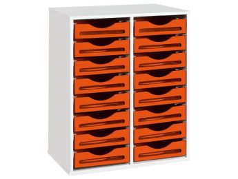 MEUBLE MÉLAMINÉ H: 102 cm - L: 70,5 cm 16 bacs bois sur rails