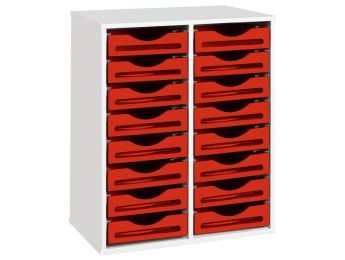 MEUBLE MÉLAMINÉ H: 102 cm - L: 70,5 cm 16 bacs bois sur rails