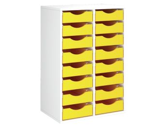 MEUBLE MÉLAMINÉ H: 102 cm - L: 70,5 cm 16 bacs bois sur rails