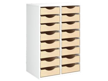 MEUBLE MÉLAMINÉ H: 102 cm - L: 70,5 cm 16 bacs bois sur rails