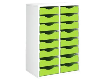 MEUBLE MÉLAMINÉ H: 102 cm - L: 70,5 cm 16 bacs bois sur rails