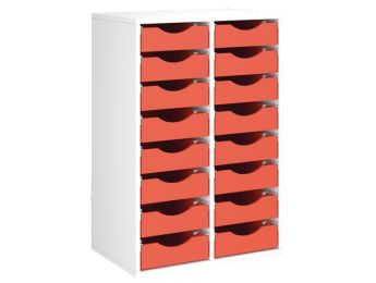 MEUBLE MÉLAMINÉ H: 102 cm - L: 70,5 cm 16 bacs bois sur rails