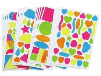 GROTE GEOMETRISCHE STICKERS Diverse vormen fluo