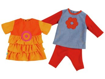 LOT ROBE À VOLANTS ET TENUE FLEUR Poupée