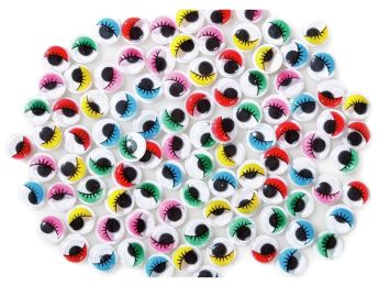 YEUX MOBILES ADHÉSIFS DE COULEURS avec cils