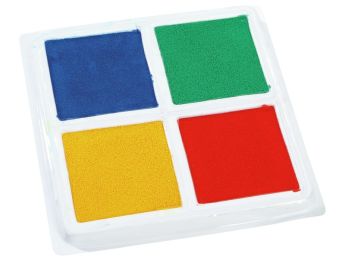 STEMPELKUSSENS MET PLAKKAATVERF van 4 kleuren