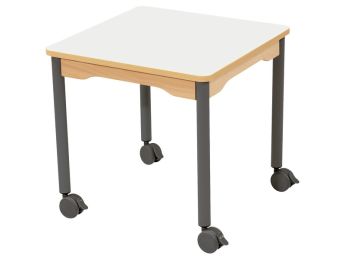 TABLE PLATEAU STRATIFIÉ - PIÉTEMENT À ROULETTES - Carré 60x60 cm