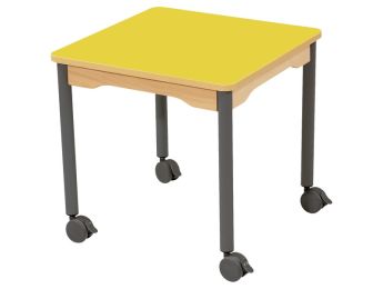 TABLE PLATEAU STRATIFIÉ - PIÉTEMENT À ROULETTES - Carré 60x60 cm