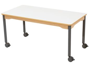 TISCH MIT BESCHICHTETER TISCHPLATTE - FUSSTEIL MIT ROLLEN - Rechteckig 120x60 cm