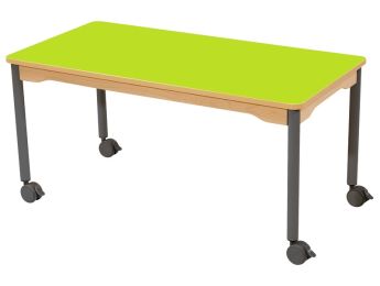 TISCH MIT BESCHICHTETER TISCHPLATTE - FUSSTEIL MIT ROLLEN - Rechteckig 120x60 cm