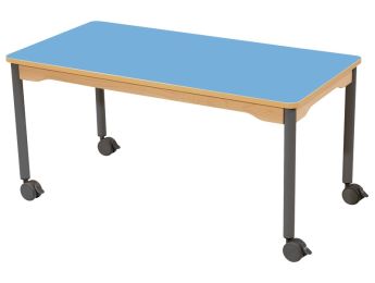 TISCH MIT BESCHICHTETER TISCHPLATTE - FUSSTEIL MIT ROLLEN - Rechteckig 120x60 cm