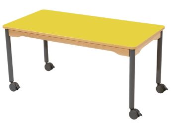 TISCH MIT BESCHICHTETER TISCHPLATTE - FUSSTEIL MIT ROLLEN - Rechteckig 120x60 cm