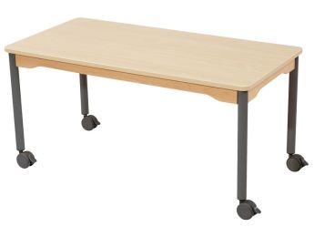 TISCH MIT BESCHICHTETER TISCHPLATTE - FUSSTEIL MIT ROLLEN - Rechteckig 120x60 cm