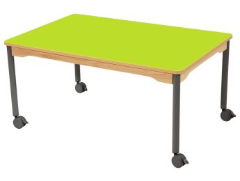 TISCH MIT BESCHICHTETER TISCHPLATTE - FUSSTEIL MIT ROLLEN - Rechteckig 120x80 cm