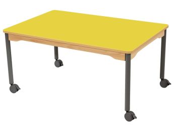 TISCH MIT BESCHICHTETER TISCHPLATTE - FUSSTEIL MIT ROLLEN - Rechteckig 120x80 cm
