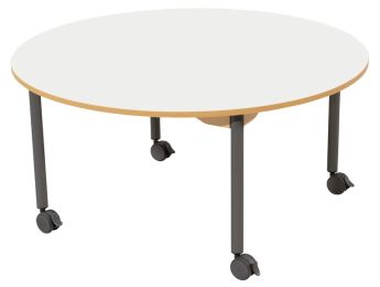 TISCH MIT BESCHICHTETER TISCHPLATTE - FUSSTEIL MIT ROLLEN - Rund Ø 120 cm