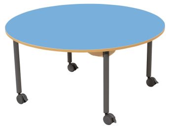 TISCH MIT BESCHICHTETER TISCHPLATTE - FUSSTEIL MIT ROLLEN - Rund Ø 120 cm