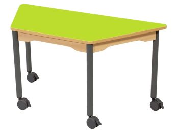 TISCH MIT BESCHICHTETER TISCHPLATTE - FUSSTEIL MIT ROLLEN - Trapezform 120x60 cm