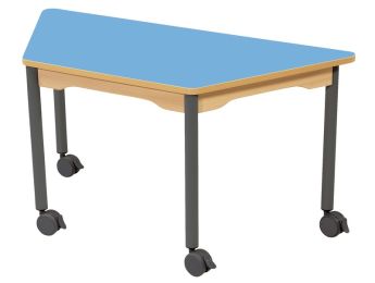 TISCH MIT BESCHICHTETER TISCHPLATTE - FUSSTEIL MIT ROLLEN - Trapezform 120x60 cm