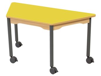 TISCH MIT BESCHICHTETER TISCHPLATTE - FUSSTEIL MIT ROLLEN - Trapezform 120x60 cm