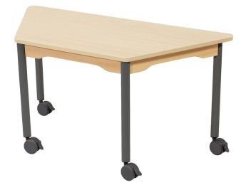 TISCH MIT BESCHICHTETER TISCHPLATTE - FUSSTEIL MIT ROLLEN - Trapezform 120x60 cm