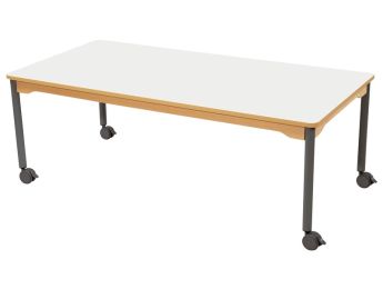 TISCH MIT BESCHICHTETER TISCHPLATTE - FUSSTEIL MIT ROLLEN - Rechteckig 160x80 cm