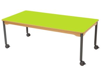 TISCH MIT BESCHICHTETER TISCHPLATTE - FUSSTEIL MIT ROLLEN - Rechteckig 160x80 cm