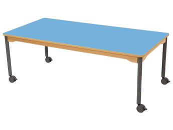 TISCH MIT BESCHICHTETER TISCHPLATTE - FUSSTEIL MIT ROLLEN - Rechteckig 160x80 cm