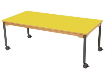 TISCH MIT BESCHICHTETER TISCHPLATTE - FUSSTEIL MIT ROLLEN - Rechteckig 160x80 cm