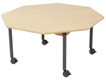TISCH MIT BESCHICHTETER TISCHPLATTE - FUSSTEIL MIT ROLLEN - Achteckig Ø 120 cm.