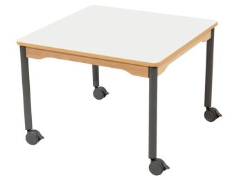 TISCH MIT BESCHICHTETER TISCHPLATTE - FUSSTEIL MIT ROLLEN - Viereckig 80x80 cm