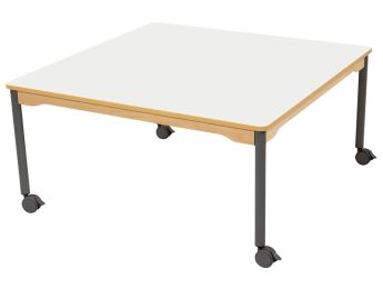 TISCH MIT BESCHICHTETER TISCHPLATTE - FUSSTEIL MIT ROLLEN - Viereckig 120x120 cm