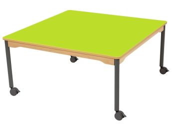 TISCH MIT BESCHICHTETER TISCHPLATTE - FUSSTEIL MIT ROLLEN - Viereckig 120x120 cm
