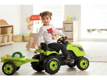 TRACTEUR À PÉDALES AVEC REMORQUE