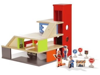 MAXI LOT Le garage Rapido + 8 figurines en bois