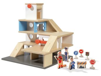 MAXI LOT Le garage Rapido + 8 figurines en bois