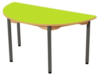 TISCH MIT BESCHICHTETER TISCHPLATTE - METALLFUSSTEIL GRAU - Halbrund 120x60 cm