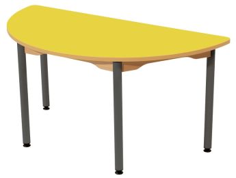 TISCH MIT BESCHICHTETER TISCHPLATTE - METALLFUSSTEIL GRAU - Halbrund 120x60 cm