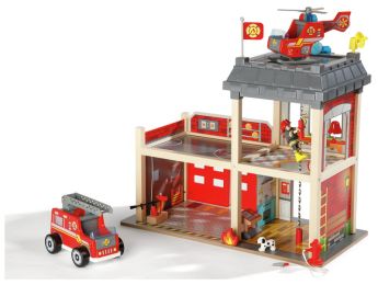 CASERNE ET VÉHICULES DE POMPIERS avec figurines