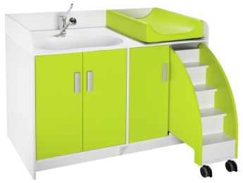 MEUBLE DE CHANGE KAZÉO BAIGNOIRE SOLIDSURFACE avec escabeau intégré