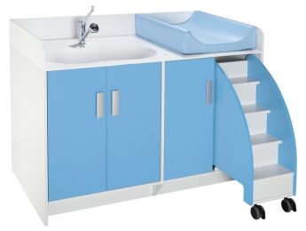 MEUBLE DE CHANGE KAZÉO BAIGNOIRE SOLIDSURFACE avec escabeau intégré