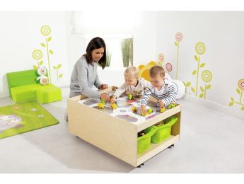 MOBIELE ACTIVITEITENTAFEL Babi Up met 4 bakken + speelmat 'Circuit + 9...