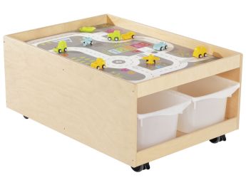 MOBILER AKTIVITÄTSTISCH Babi Up 4 Behälter + Spielmatte „Rennstrecke“ + 9...