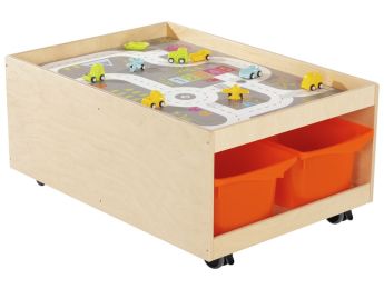 MOBILER AKTIVITÄTSTISCH Babi Up 4 Behälter + Spielteppich „Rennstrecke“ +...