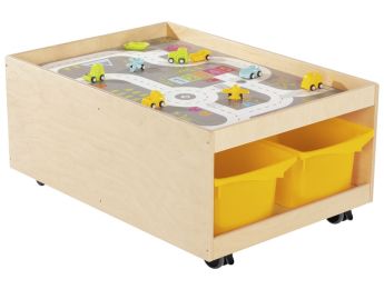 MOBILER AKTIVITÄTSTISCH Babi Up 4 Behälter + Spielmatte „Rennstrecke“ + 9...
