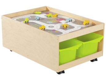 MOBILER AKTIVITÄTSTISCH Babi Up 4 Behälter + Spielmatte „Rennstrecke“ + 9...