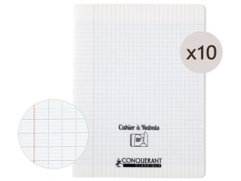 LOT DE 10 CAHIERS POLYPRO À RABATS 24 x 32 cm - 96 pages Séyès