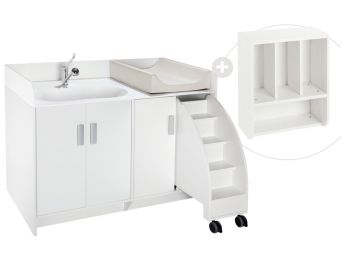 KIT MEUBLE DE CHANGE KAZÉO AVEC BAIGNOIRE SOLIDSURFACE L: 137,5 cm