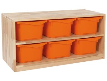 MASSIVMÖBEL NATUR 6 Behälter - 1 Regalbrett